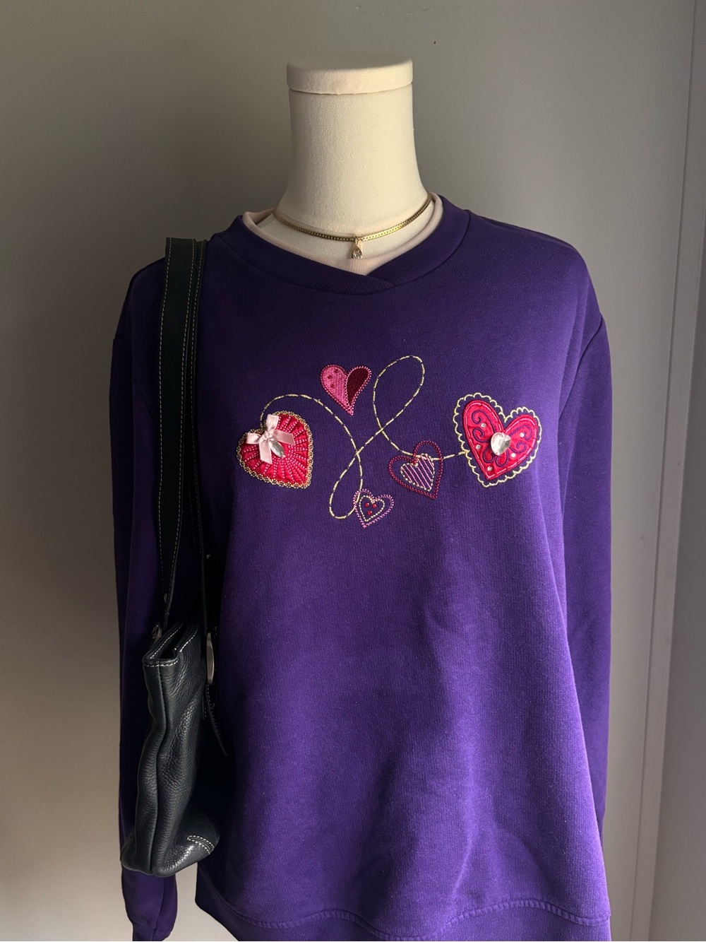 VTG Purple Heart Embroidered Women's Sweater